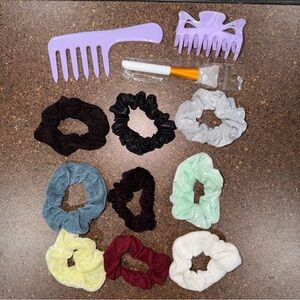 Colorful Scrunchie and Hair Comb Set